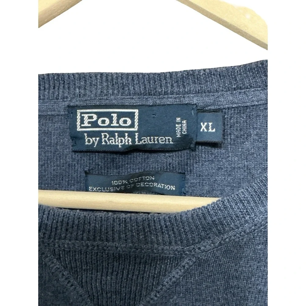 Vintage Polo Ralph Lauren Sweater Mens X-Large Blue W Maroon Pony Woven Pullover